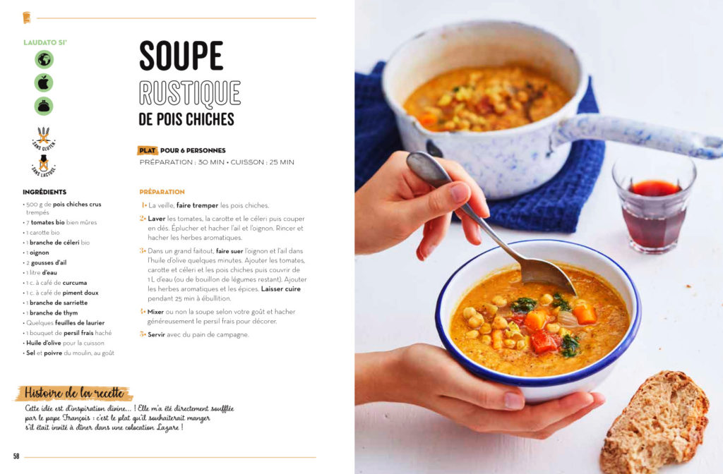 Recette de cuisine saine et durable : la soupe de pois chiche proposée par Anne Moreau et plébiscitée par le pape François